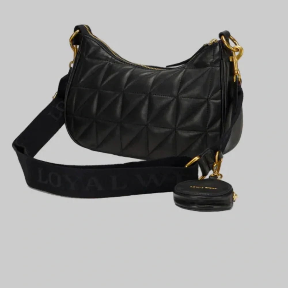Loyal West Brand Joe Leather Quilted White or Black Quilted Shoulder Bag - Picture 2 of 8